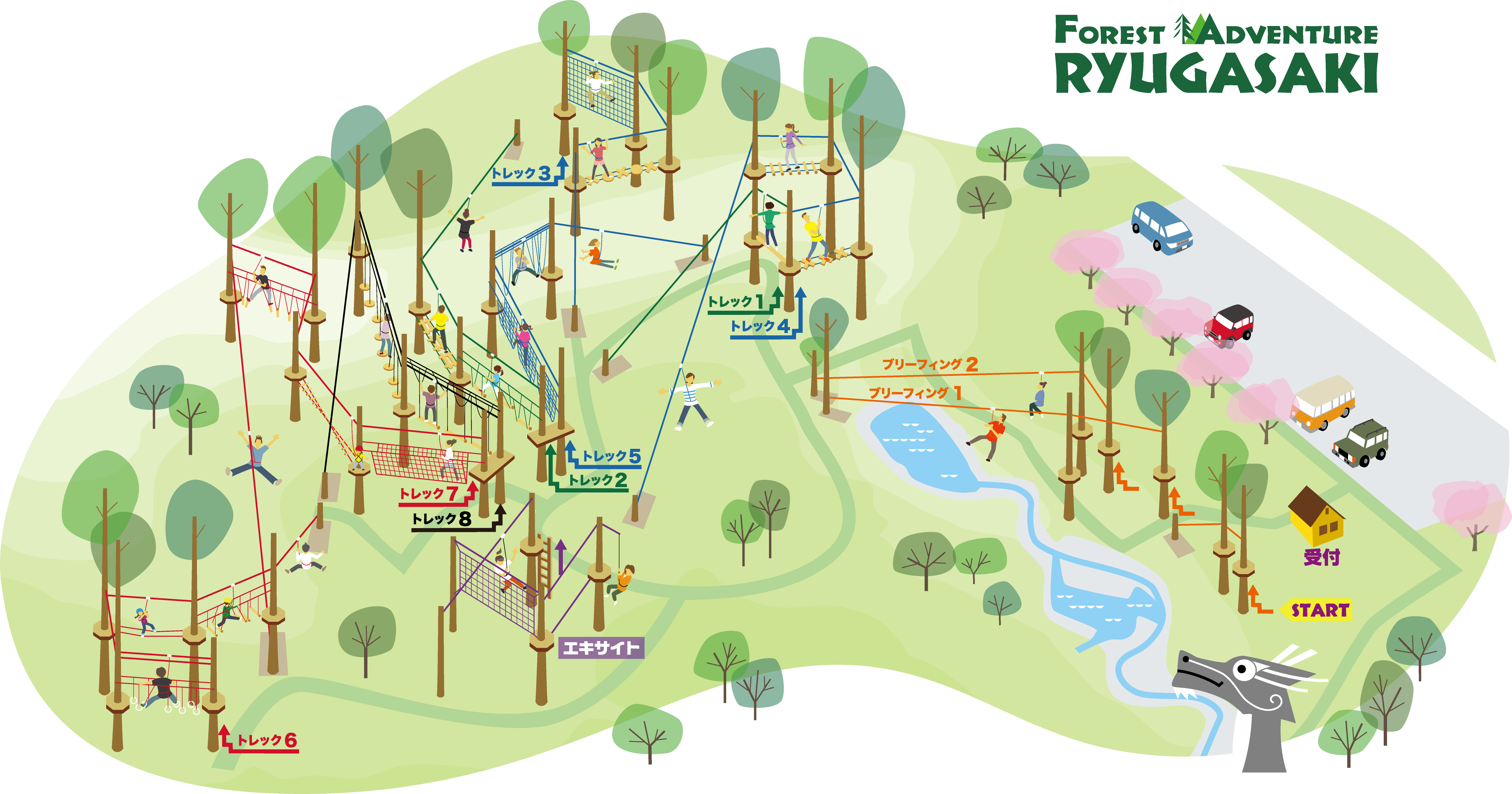 フォレストアドベンチャー・龍ケ崎のトレックコース　TREK Course紹介